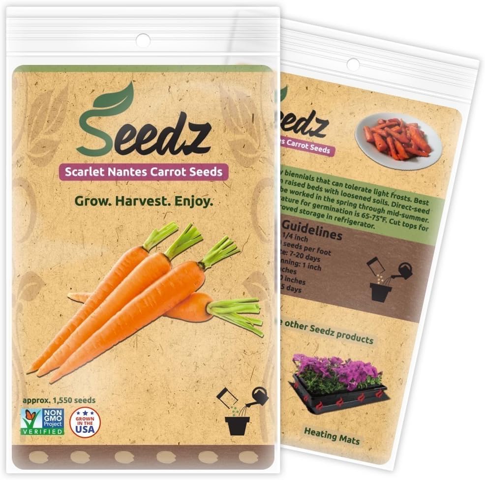 Organic Carrot Seeds, APPR. 1,550, Carrot Planting Seeds, Heirloom Vegetable Seeds, Certified Organic, Non GMO, Non Hybrid, USA