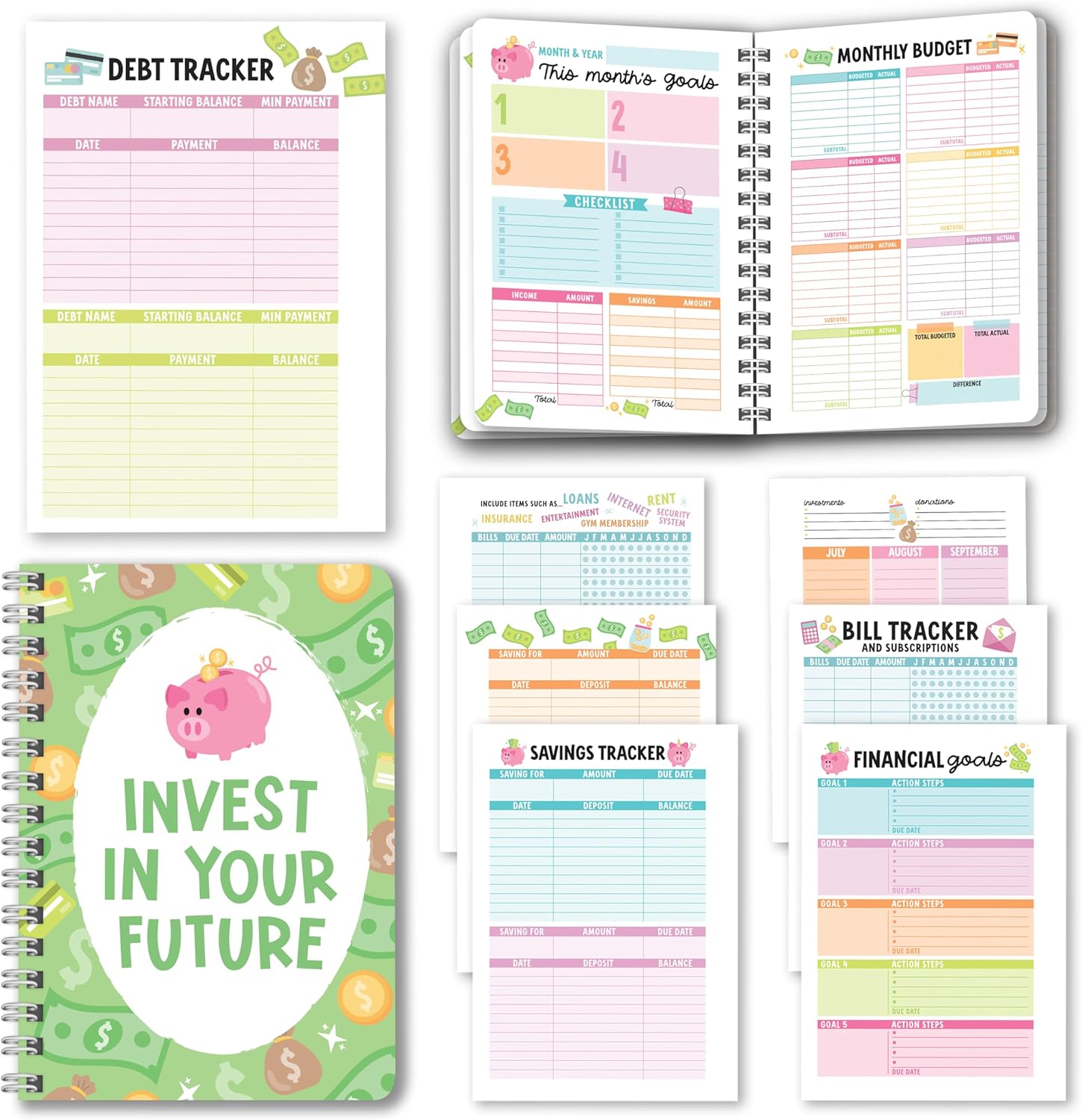 Colorful Monthly Budget Planner 2025-2026 - Financial Planner Organizer Budget Book Planner, 2025 Budget Planner And Monthly Bill Organizer, Bill Book Organizer, Bill Tracker Notebook, Budgeting Book