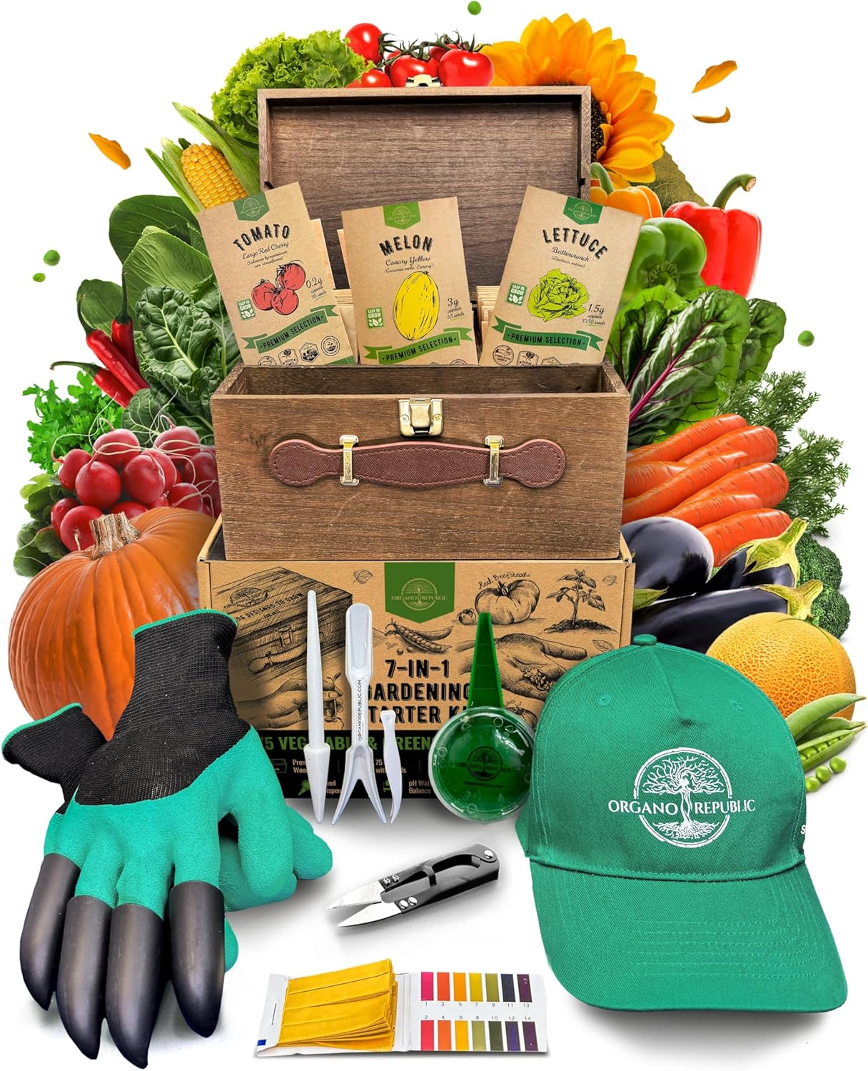 75 Vegetable & Greens Seeds Variety Pack, Garden Seed Starter Kit - Over 44,700 Non-GMO Heirloom Seeds for Planting Vegetables and Greens, Seeds Gift Seed Box with Gardening Supplies, Survival Kit