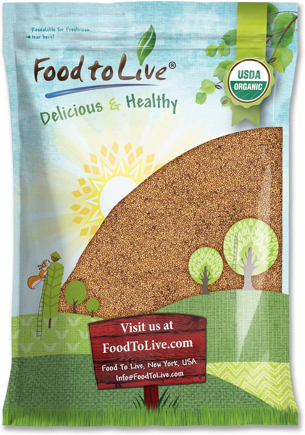 Food to Live - Organic Alfalfa Seeds for Sprouting, 10 Pounds Non-GMO, Edible Seeds, Pure, Vegan, Kosher. Rich in Vitamin K, Vitamin C. High Germitation Rate. Grow Sprouts, and Microgreens for Salads